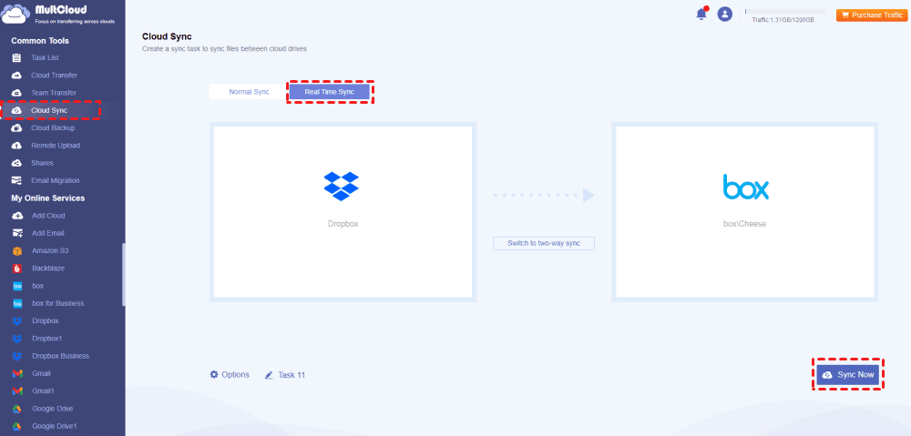 Real Time Sync Dropbox to Box
