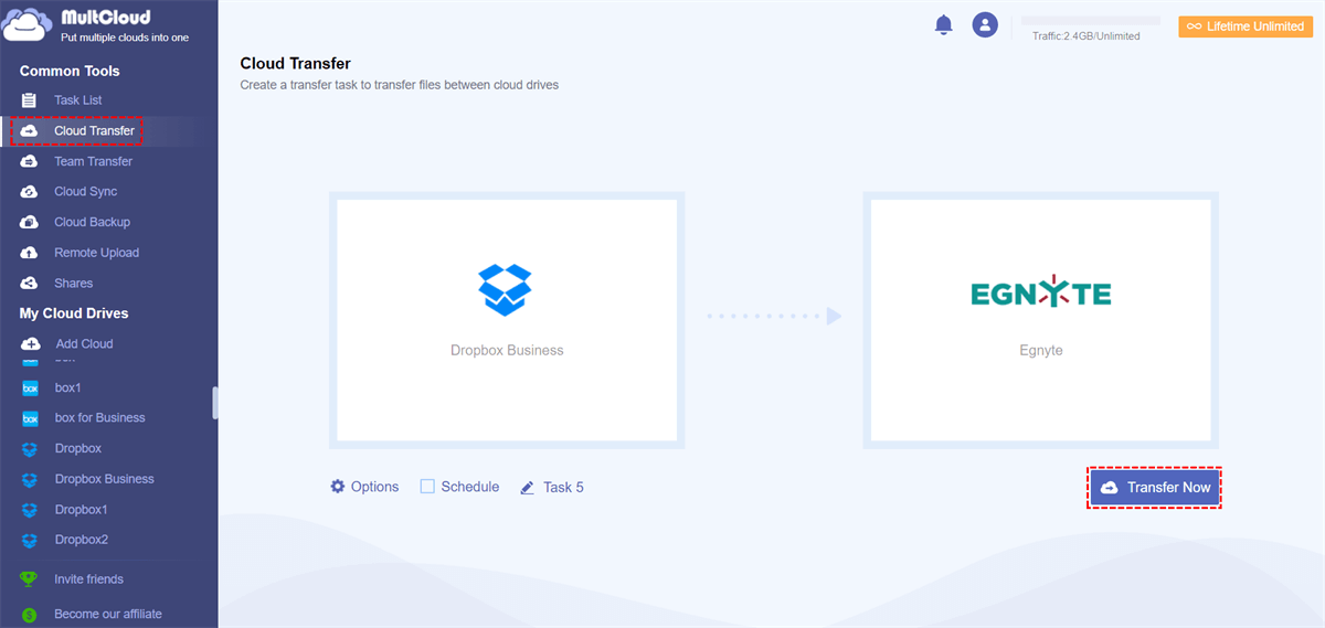 Transfer Dropbox Business to Egnyte