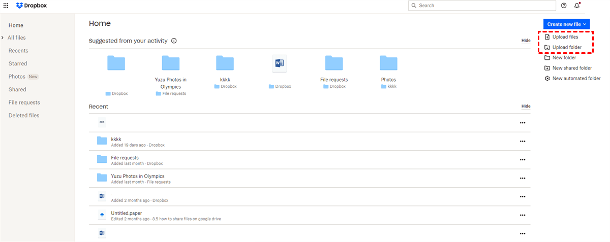 Uploading Files to Dropbox