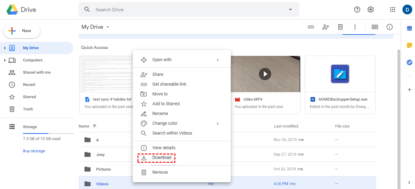 Download from Google Drive to Computer
