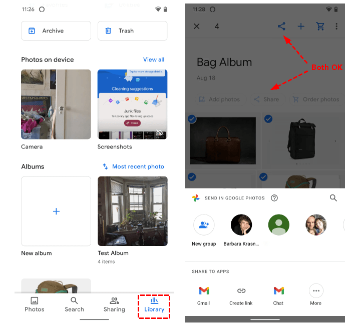 Share Google Photo Album on Android