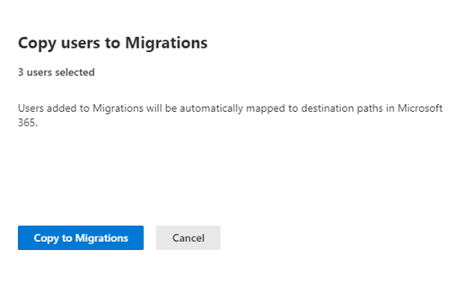 Copy User to Microsoft Migration