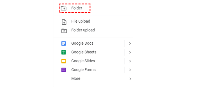 Click Folder on Google Drive
