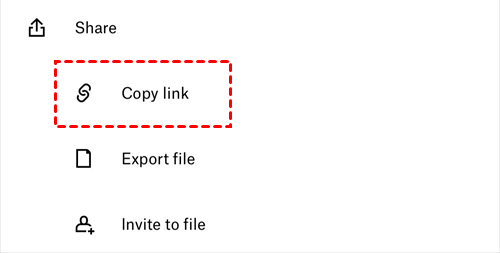 Copy Link to Send File through Dropbox App