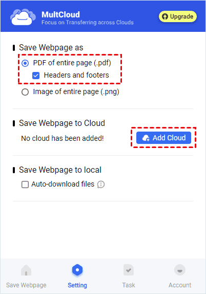 Save as PDF and Add Cloud