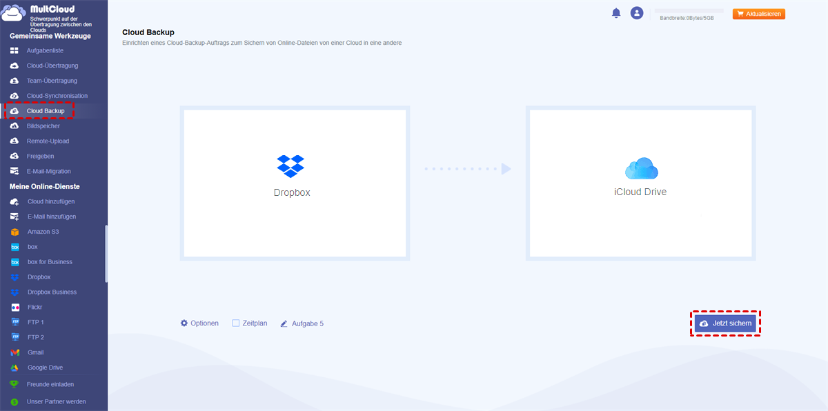 Dropbox auf Google Drive sichern