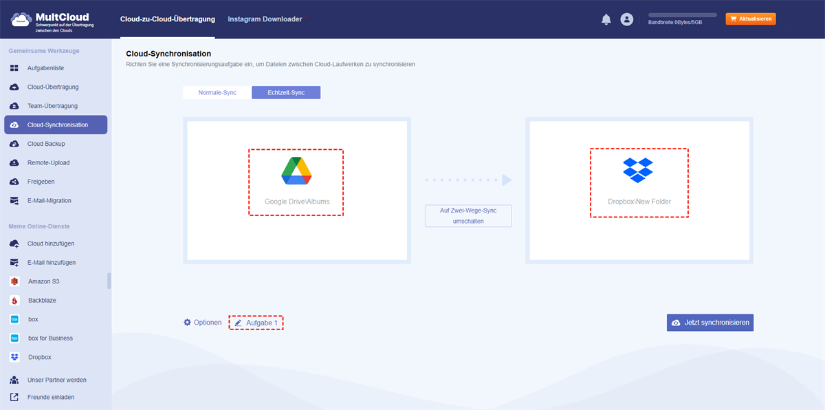 Select Source and Target Clouds