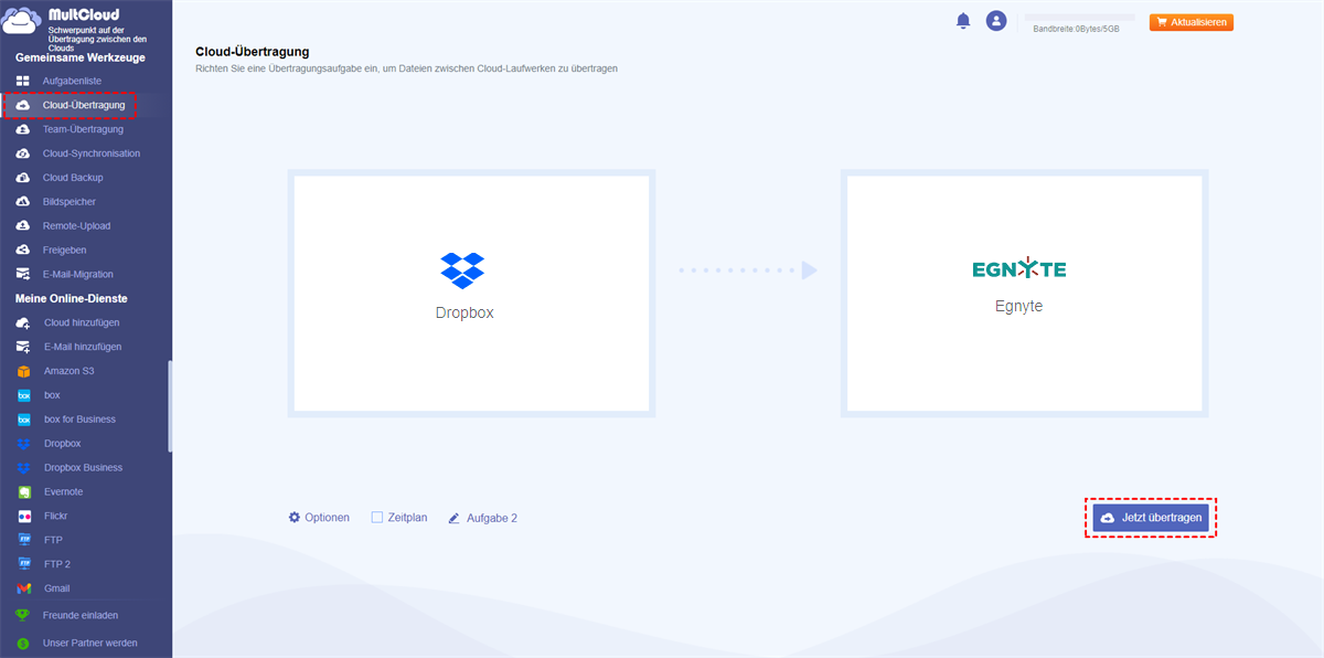 Dropbox auf Egnyte übertragen