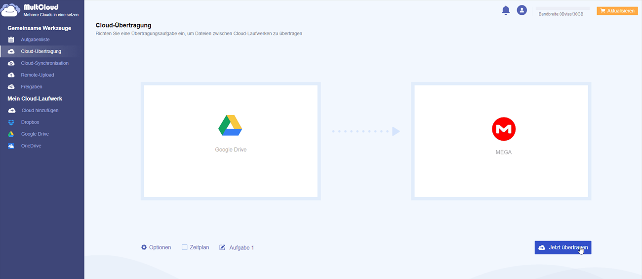 Google Drive auf MEGA übertragen