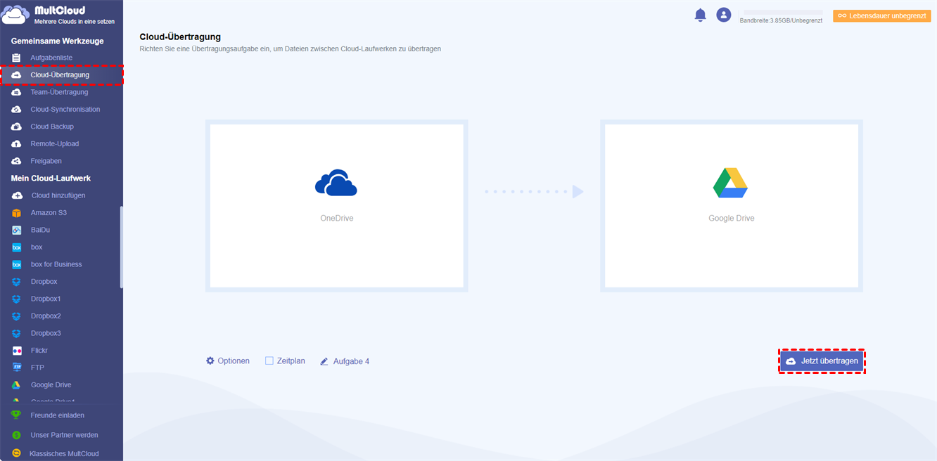 OneDrive zu Google Drive übertragen