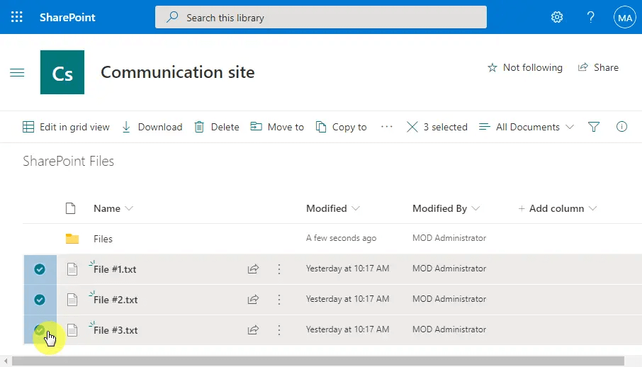 Dateien in SharePoint auswählen