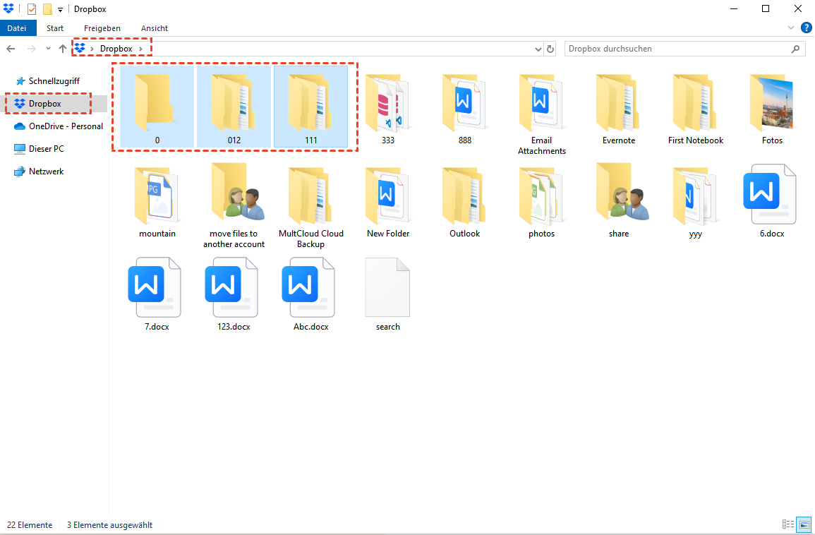 Dateien von Dropbox nach OneDrive kopieren