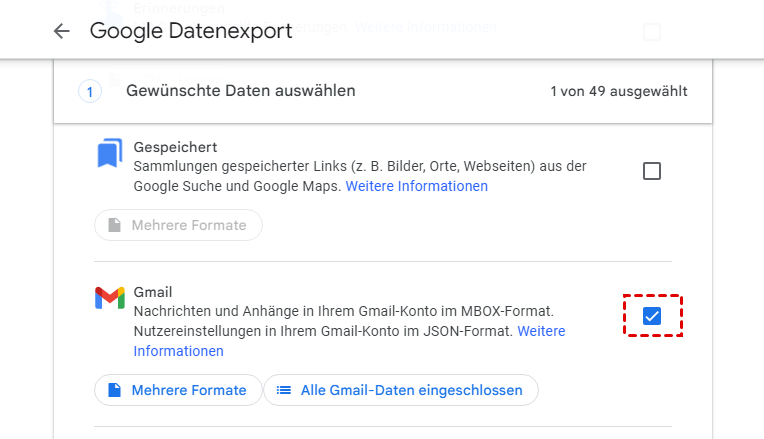 Gmail auswählen