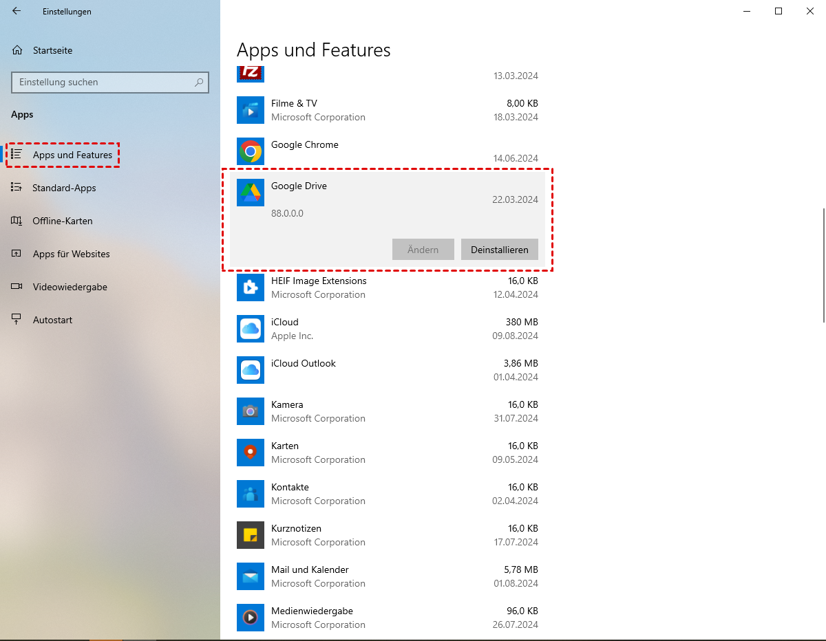 Google Drive for Desktop deinstallieren