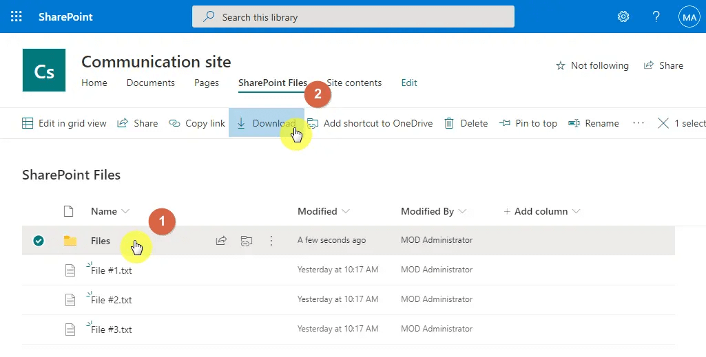 SharePoint Ordner herunterladen