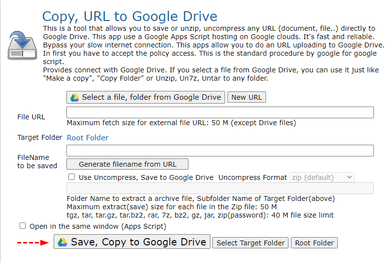 URL in Google Drive hochladen