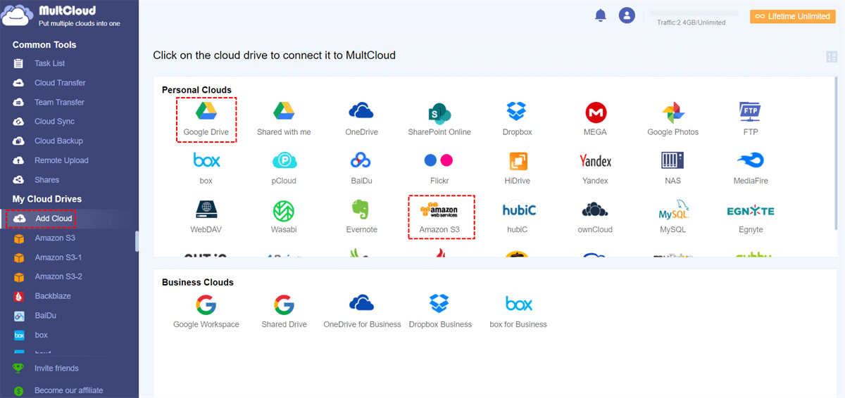 Add Google Drive and Amazon S3