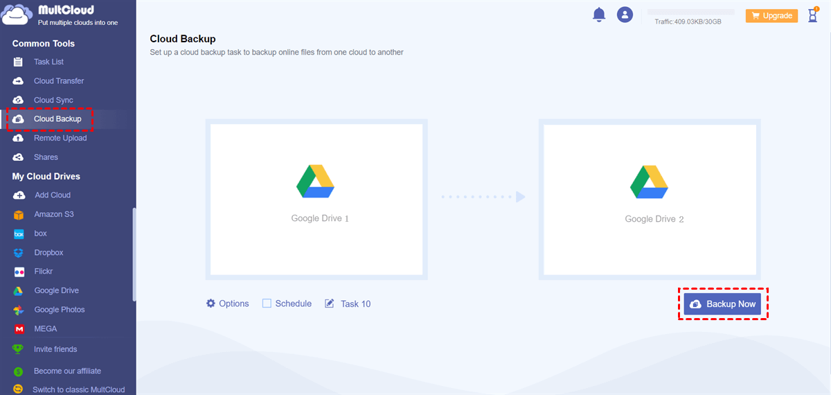 Backup Google Drive1 to Google Drive2