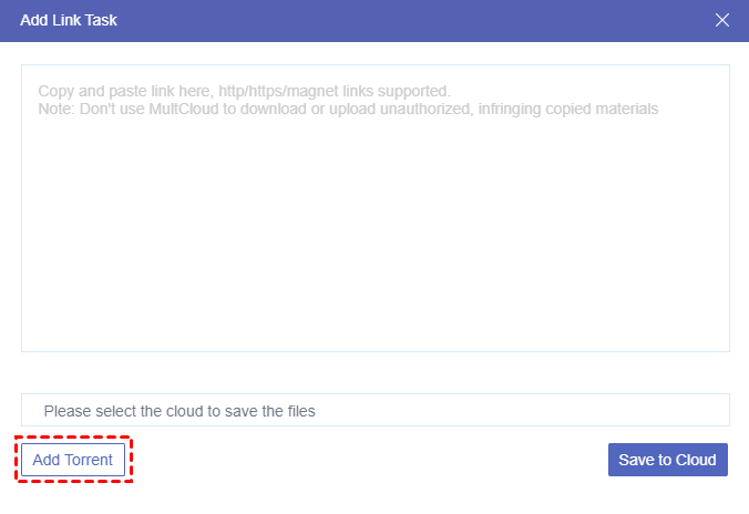 Add Torrent to MultCloud