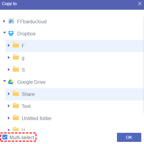 Select the Destination of Copied Folders