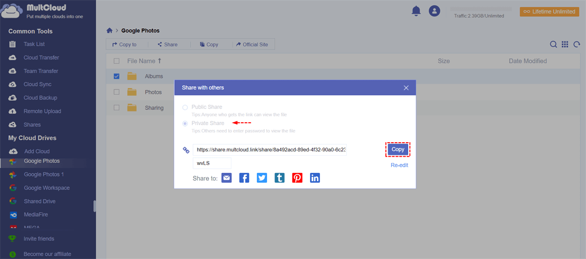 Share Photos on Google Photos Securely by MultCloud