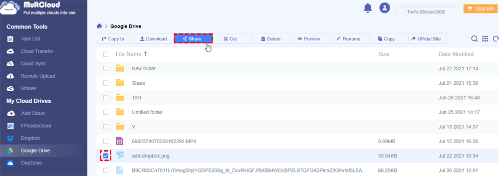 Share Documents in Google Drive through MultCloud
