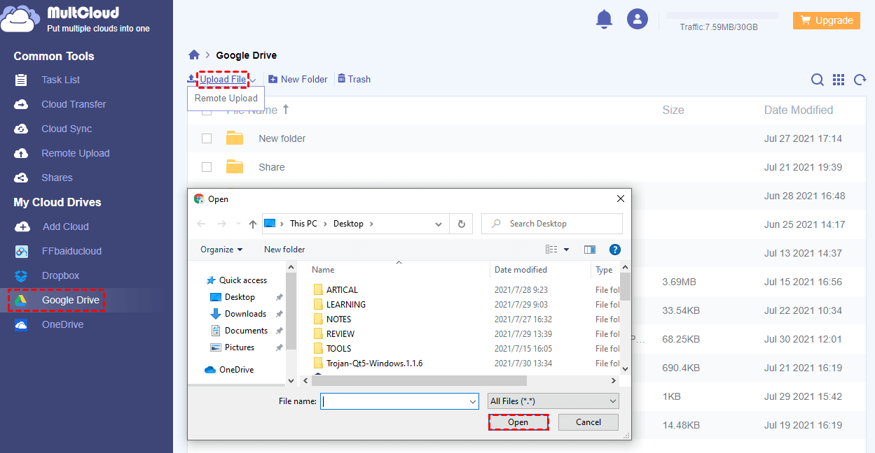 Upload Files to Google Drive