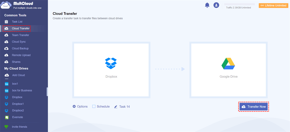 transfer files from google drive to dropbox
