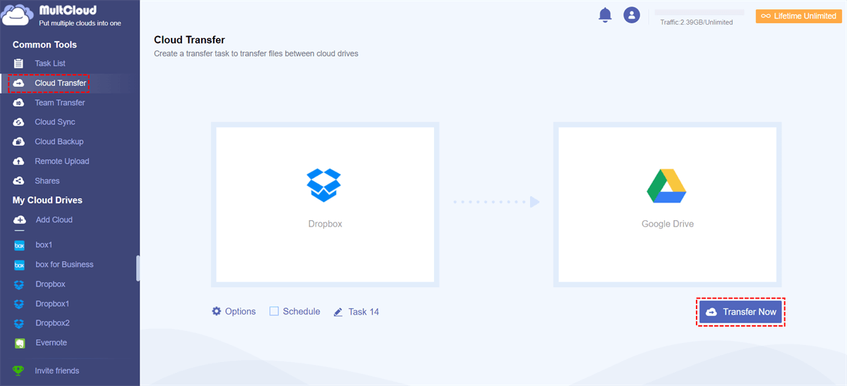 Transfer Dropbox Files to Google Drive