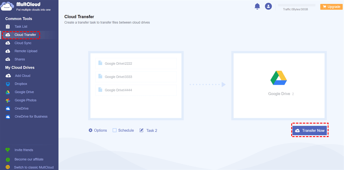 Transfer Files from Google Drive1 to Google Drive2