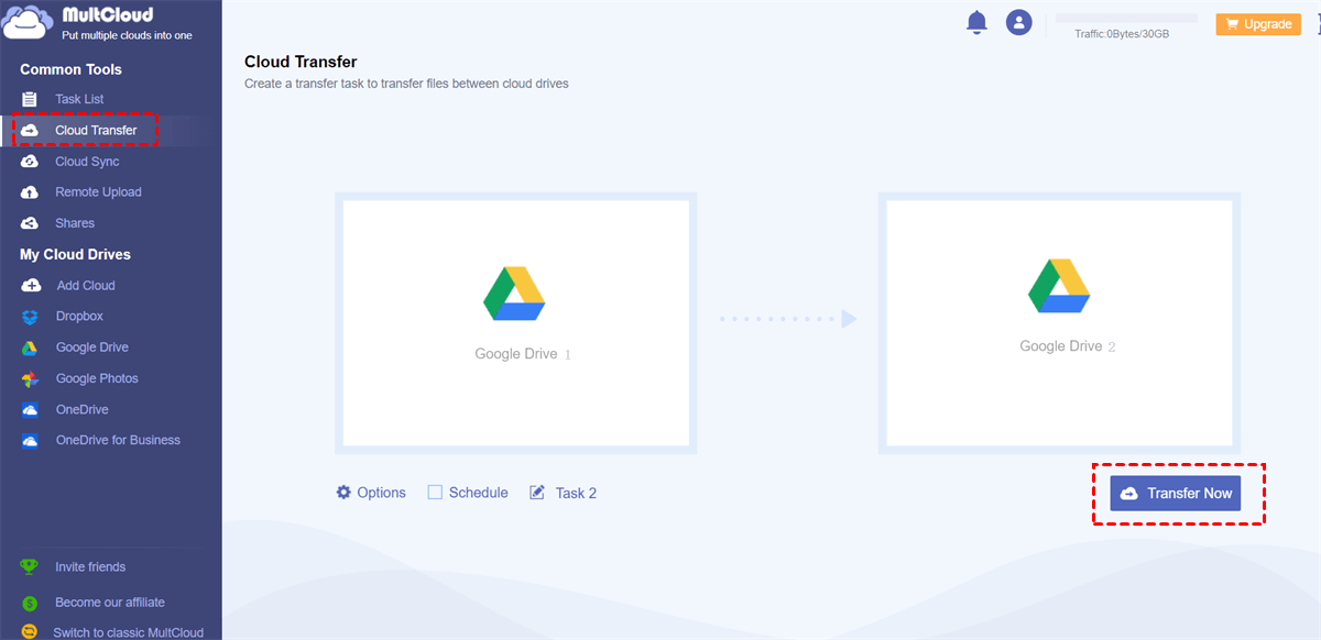 Transfer Google Drive1 to Google Drive2