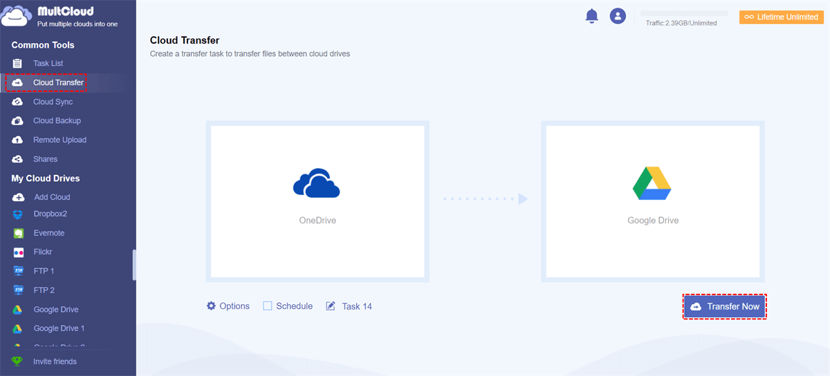 Transfer OneDrive to Google Drive