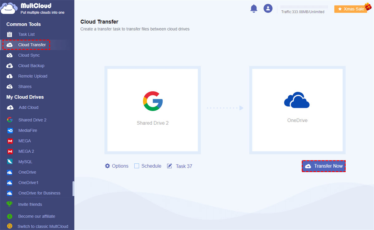 Transfer Shared Drive to OneDrive with MultCloud