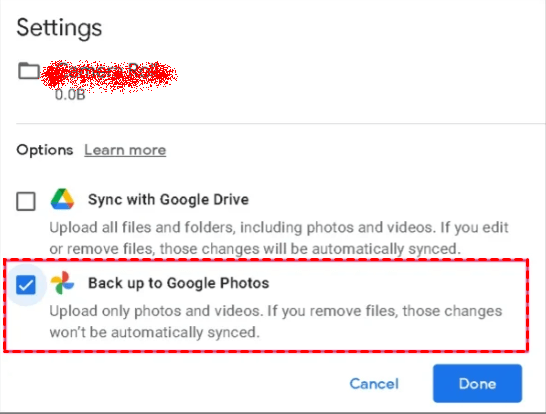 Backup to Google Photos