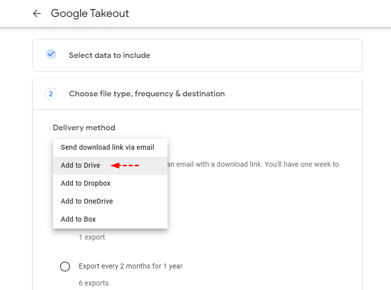 Add to Drive with Google Takeout