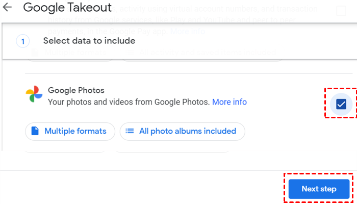 Check Google Photos on Google Takeout