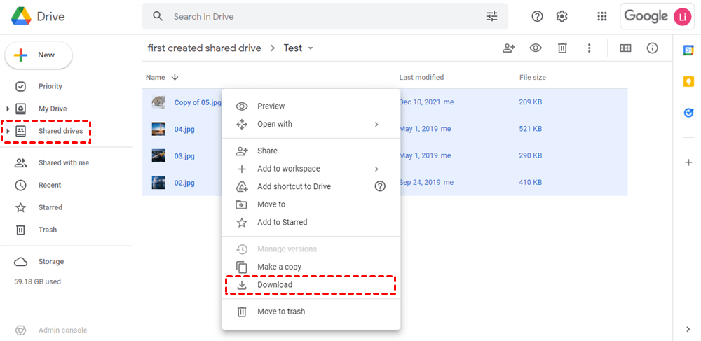 Download Files from Shared Drive