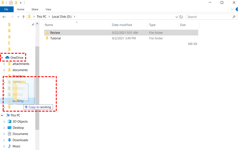 Drag and Drop Google Drive Files to OneDrive