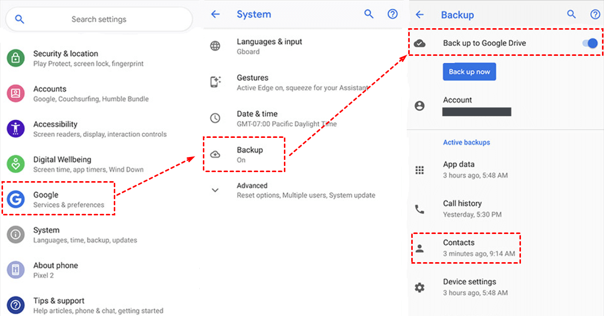 Enable Back Up to Google Drive