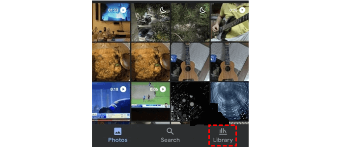 Go to Library on Google Photos on Phone