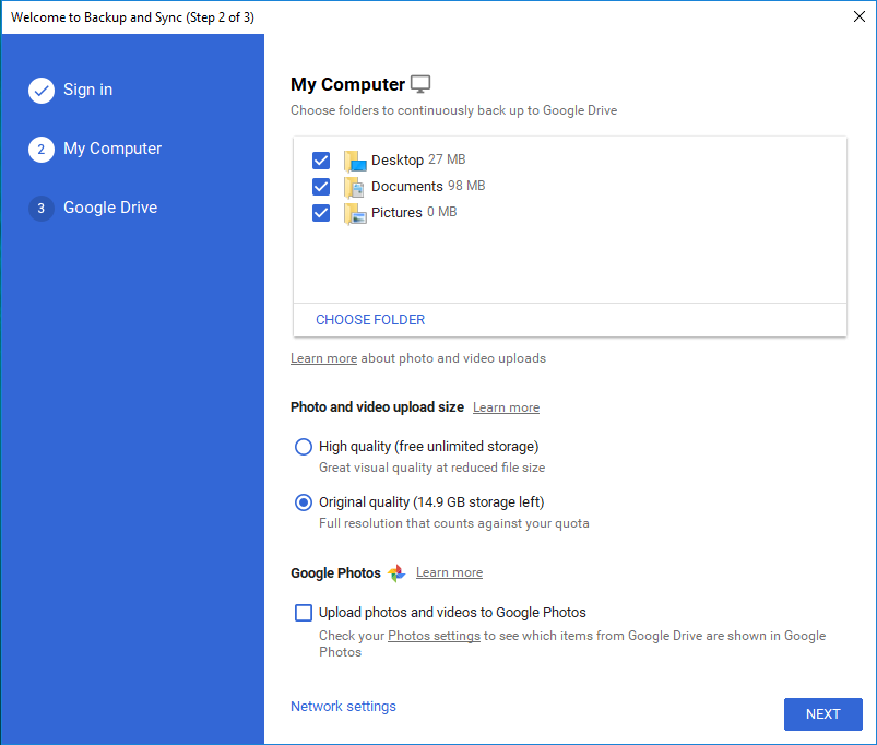 google drive sync download change destination folder