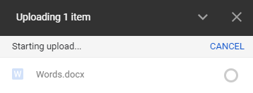 Uploading Progress of Google Drive Website