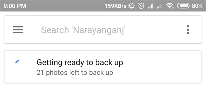google photos backup stuck at
