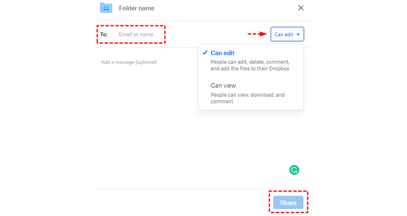 Share Dropbox Folder to Another Account