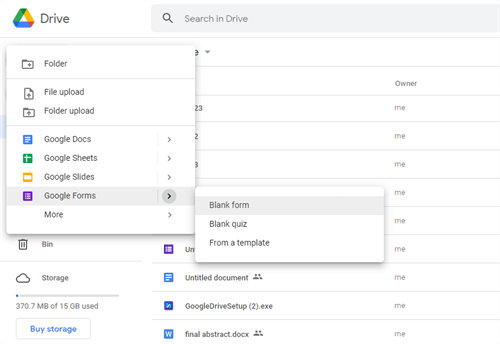 Open a Google Forms from Google Drive