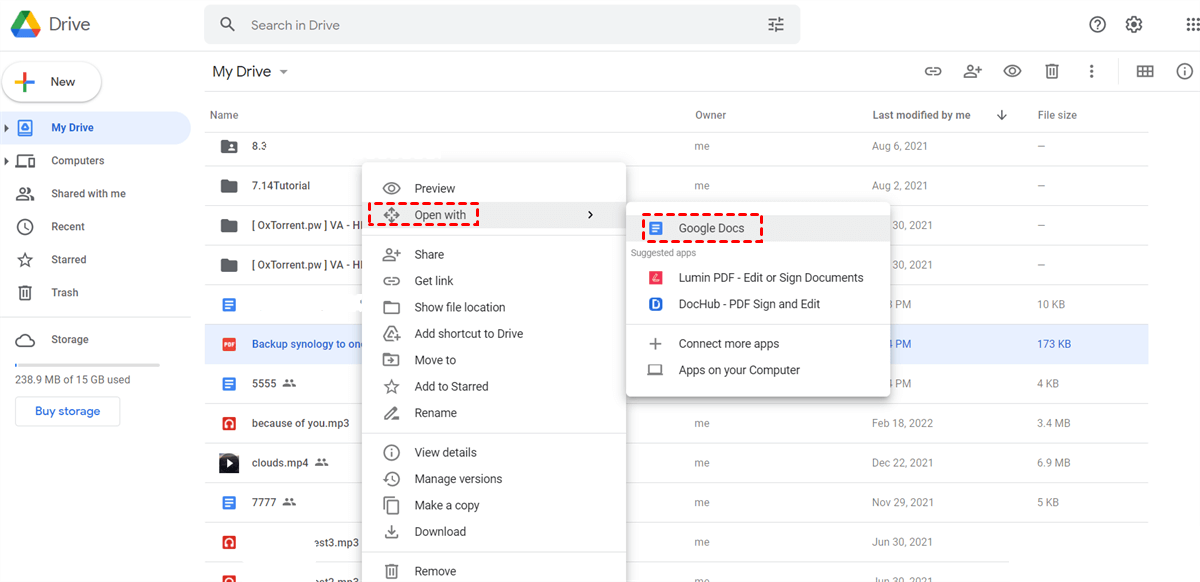 Access your Google Drive files in Acrobat