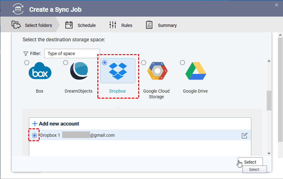 Select Dropbox