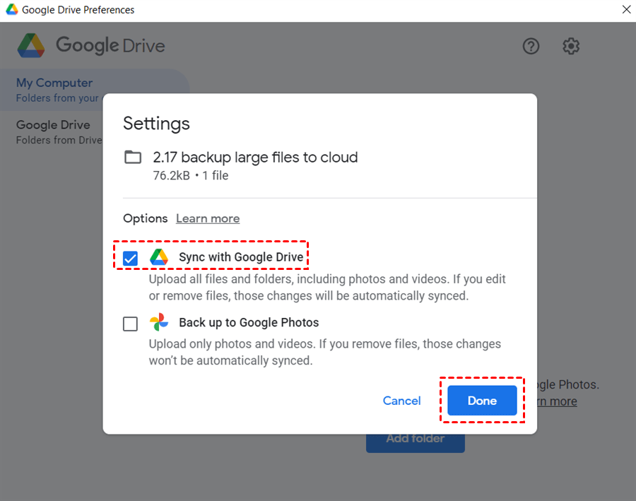 DriveSync Sync  items with Google Drive.