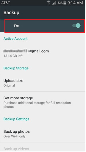 Google Photos App Backup and Sync Settings