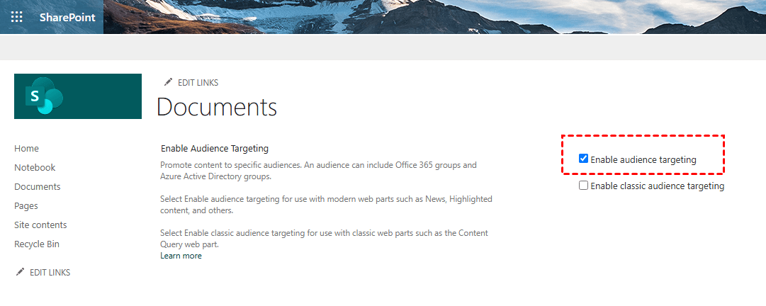 Enable Audience Targeting Enable Audience Targeting